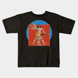 Vitruvian Man Guitar Player Da Vinci Guitarist Usa Rocker Kids T-Shirt